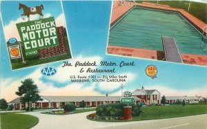 South Carolina Manning Paddock Motor Swimming 1950s Tichnor Postcard 22-3008