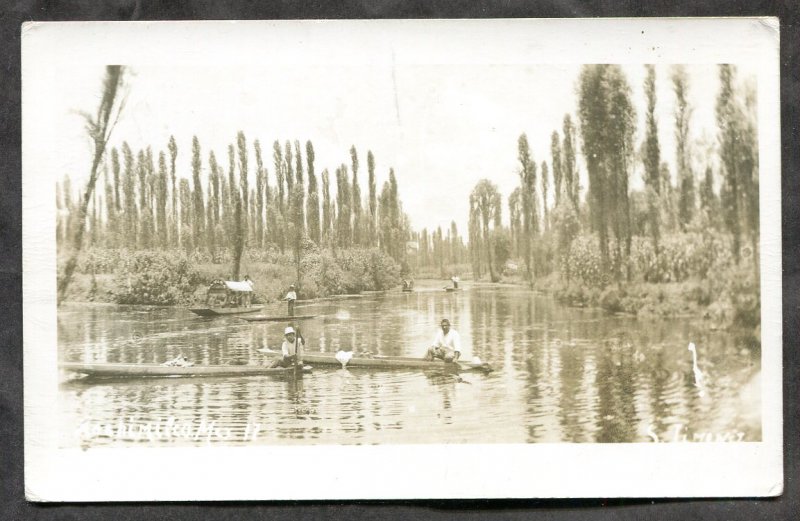dc313 - XOCHIMILCO Mexico 1950s River Boating. Real Photo Postcard