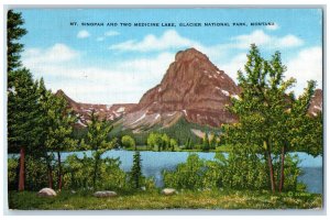 1950 Mt. Sinopah and Two Medicine Lake, Glacier National Park MT Postcard