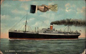 Steamer Steamship S.S. Corsican Allan Line 1909 Londonderry Cancel Postcard