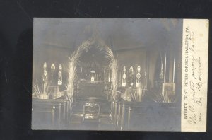 RPPC HASELTON PENNSYLVANIA PA ST PETERS CHURCH INTERIOR REAL PHOTO POSTCARD