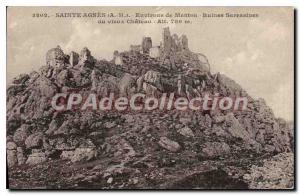 Postcard Old SAINTE AGNES surroundings Menton Saracen ruins of the old Chateau
