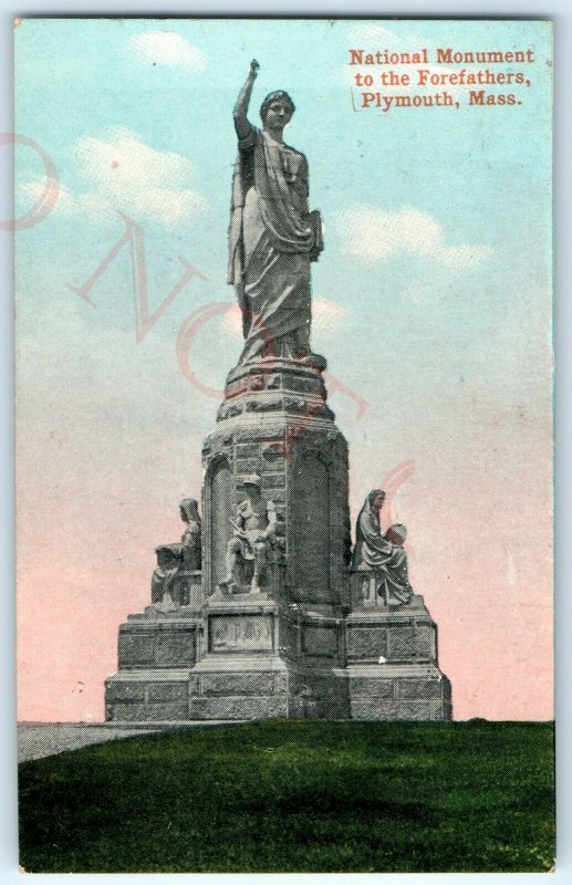 c1910s Plymouth, Mass Forefathers Monument Mini 3 Litho Photo Postcard MA A52