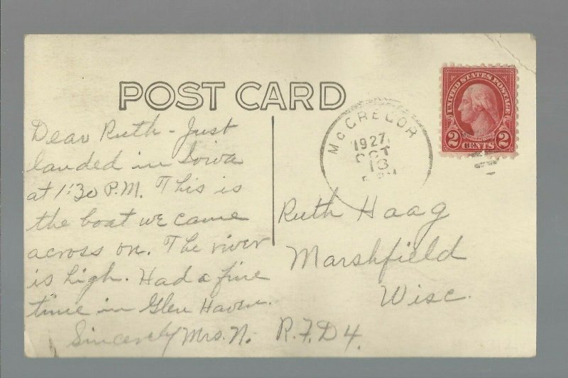 McGregor IOWA RP 1927 FERRY Wanamingo Mississippi River nr Prairie du Chien WI