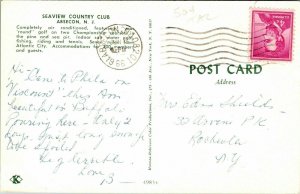Seaview Country Club Absecon NJ New Jersey VTG Postcard PM Cancel WOB Note 4c 