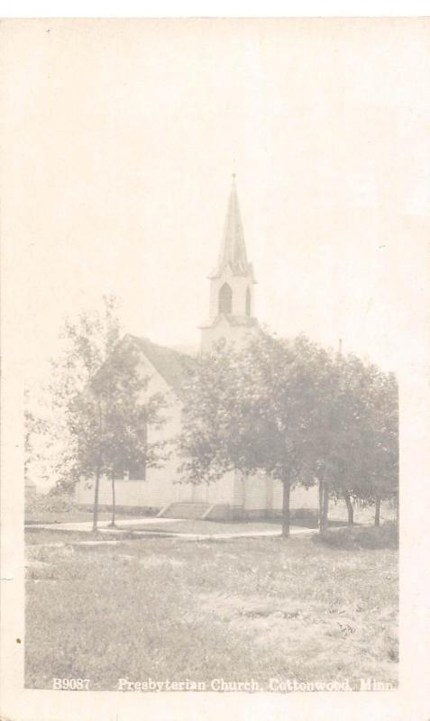 D29/ Cottonwood Minnesota Mn Real Photo RPPC Postcard c1910 Presbyterian Church 