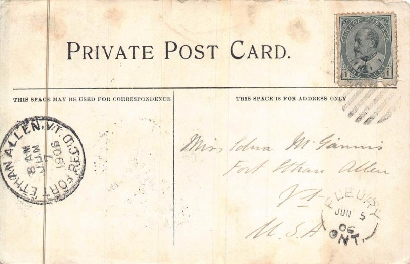 C.P.R. TRAIN DEPOT NORTH BAY CANADA POSTCARD 1906