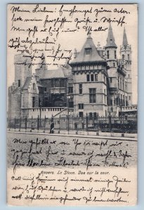 Antwerp Flemish Belgium Postcard The Steen Courtyard View 1905 Posted Antique