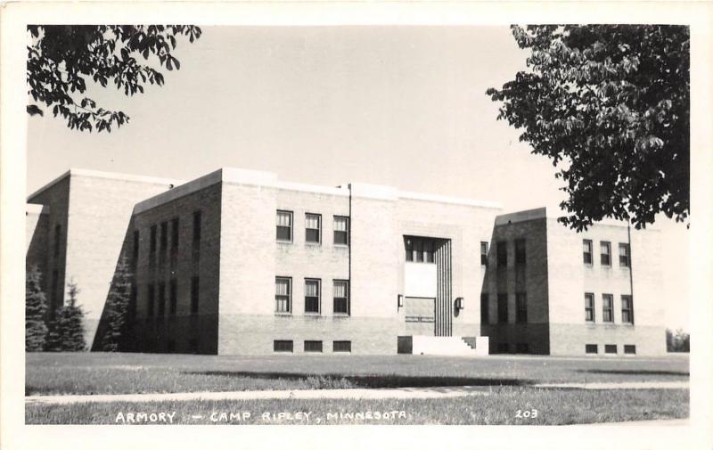 D93/ Camp Ripley Minnesota Mn Real Photo RPPC Postcard c40s Armory