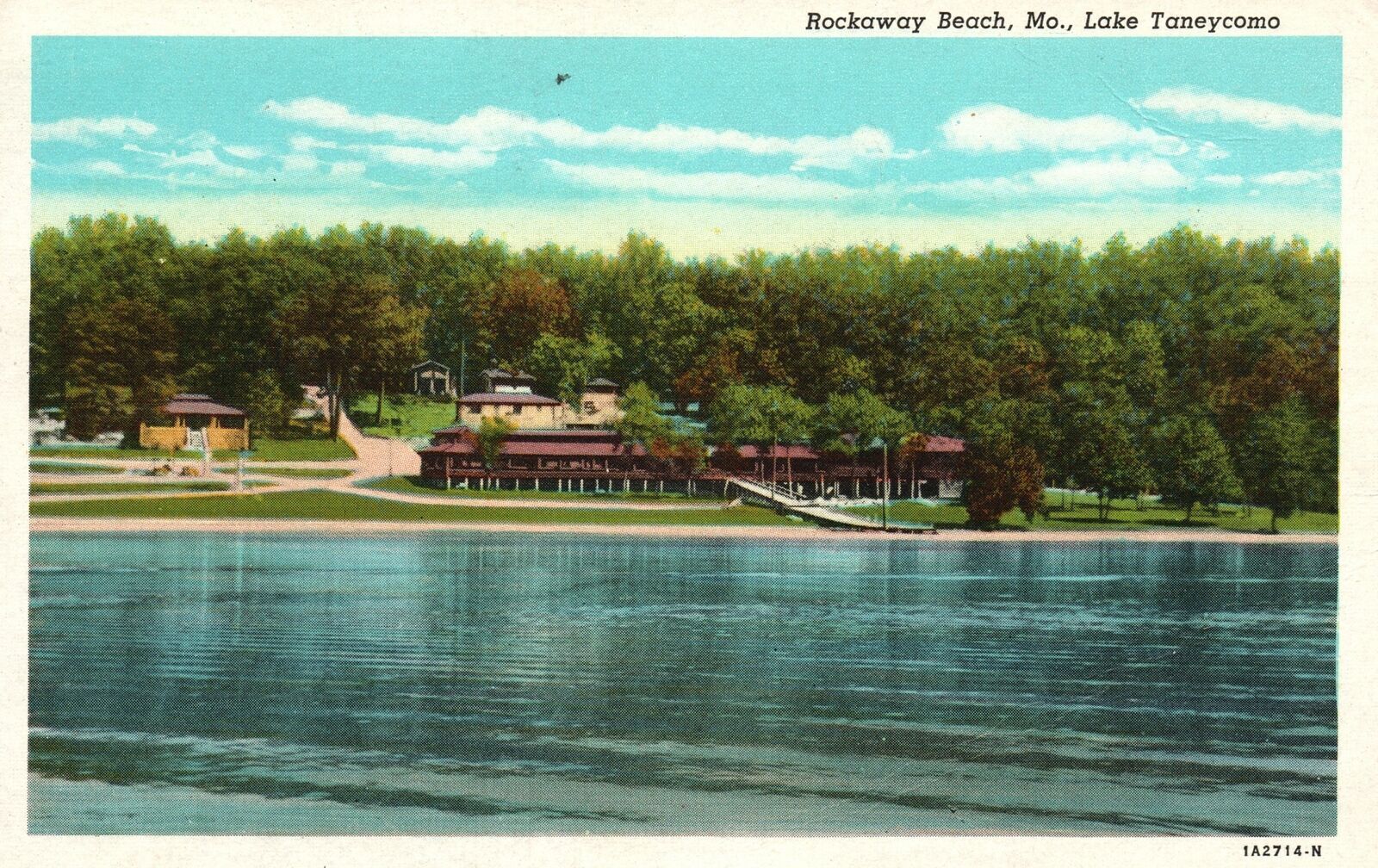 Postal Antigua 1947 vista de vista del lago Taneycomo Rockaway Beach ...