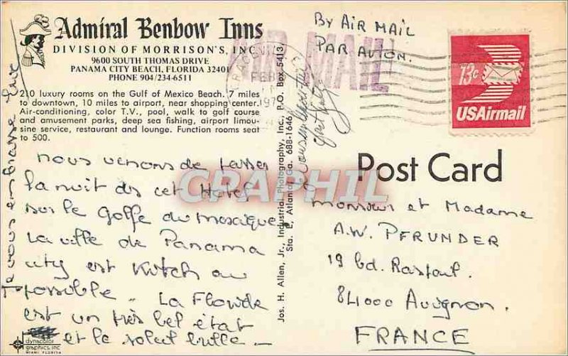 Modern Postcard Admiral Benbow Inns Division of Morrison's Inc 9600 South Tho...