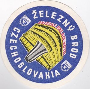 Czechoslovakia Zelezny Brod Cristal Palace Hotel Vintage Luggage Label lbl0833