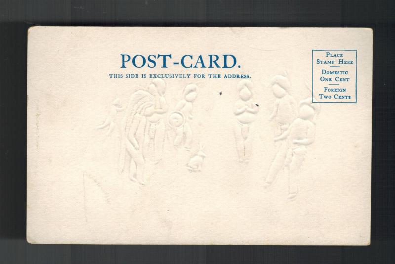 1903 Mint Embossed Postcard Native American Little Indians Cupid on the Warpath