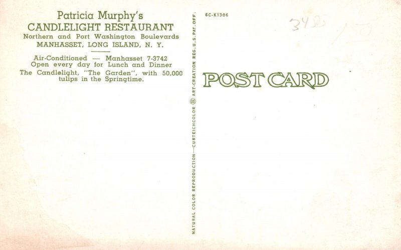 Vintage Postcard Patricia Murphy's Candlelight Restaurant Long Island New York