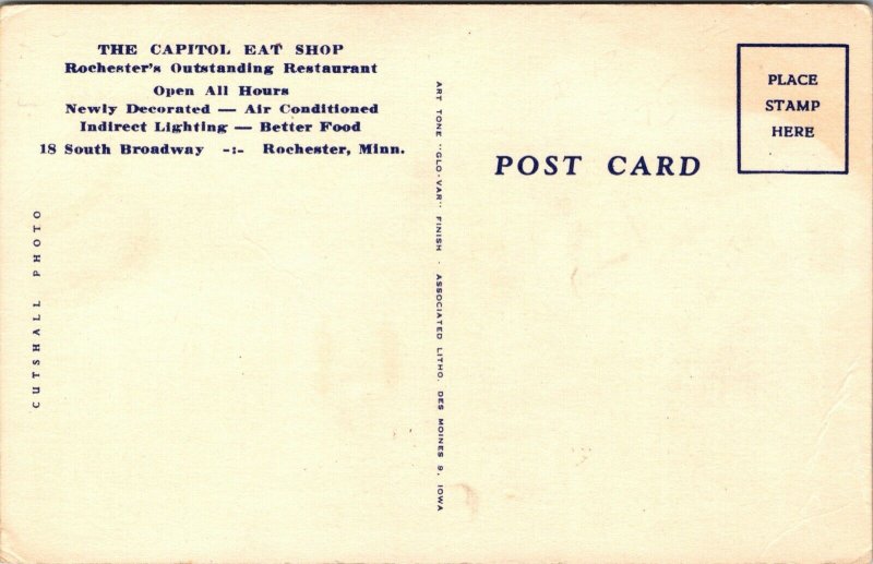 Linen Postcard Capital Eat Shop Restaurant in Rochester, Minnesota~134041