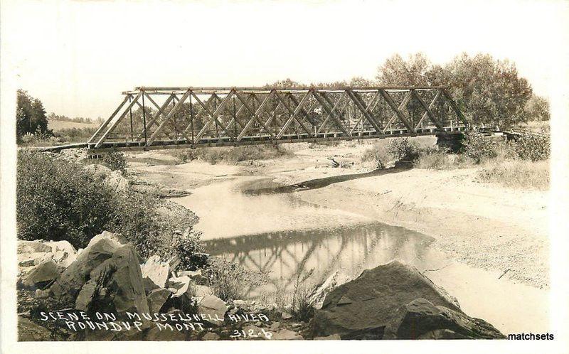 C-1910 Roundup Montana Musselshell River RPPC Real photo postcard 10270