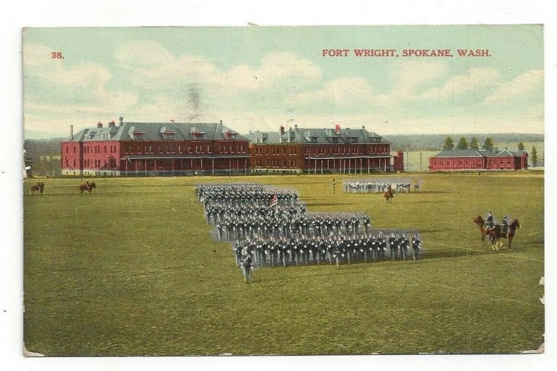 Postcard Fort Wright Spokane Wash. Marching Practice Standard View Card