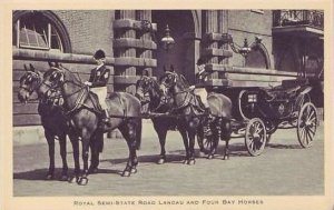 Royal Semi-State Road Landau and Four Bay Horses England Vintage Tucks Postcard