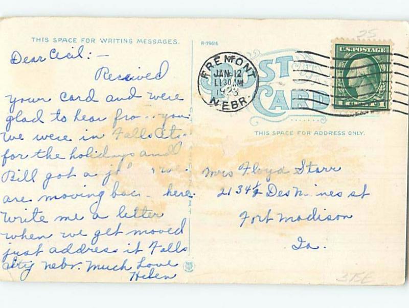 W-Border COURTHOUSE SCENE Fremont Nebraska NE d2999