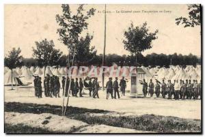 Old Postcard Army at Camp The general pass the & # 39inspection camp