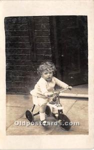 Child on tricycle Real Photo Bicycle Unused 