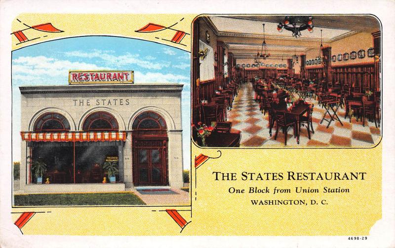 The States Restaurant, Washington, D.C., Early Postcard, Unused