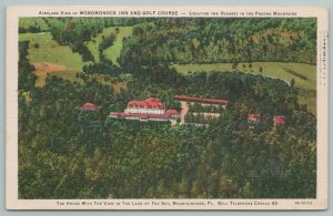 Pennsylvania~Monomonock Inn & Golf Course Air View~Vintage Postcard