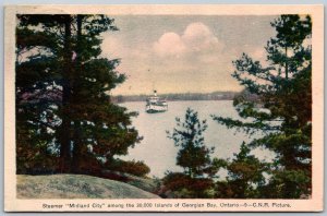 Postcard Georgian Bay Ontario 1934 Steamer Midland City Among the 30,000 Islands