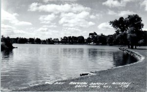 RPPC GREEN LAKE, WI The Bay ~ AMERICAN BAPTIST Assembly  c1940s  Postcard