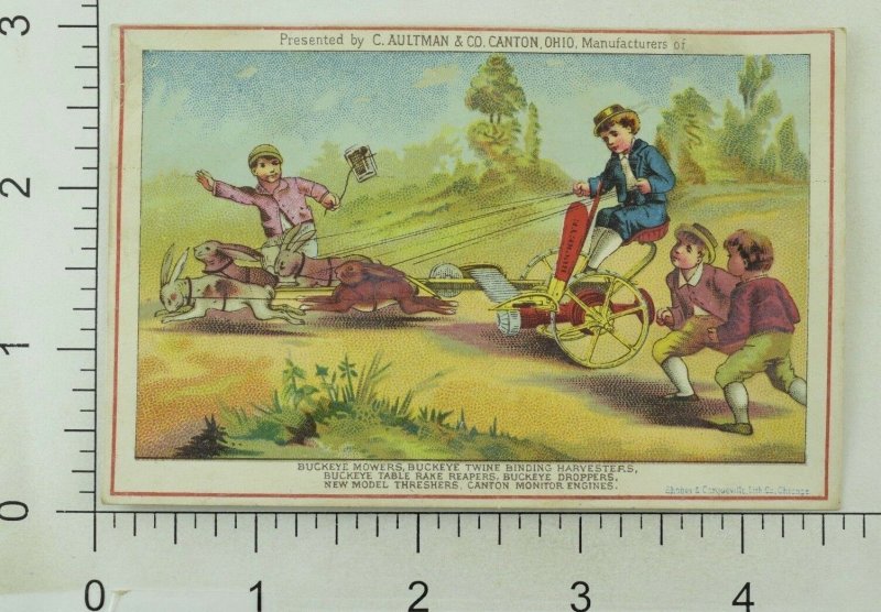 1880's C. Aultman & Co Canton, OH Buckeye Harvesters Mowers Victorian Card P32