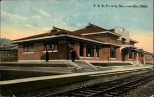 Steubenville OH PRR RR Train Station Depot c1910 Postcard