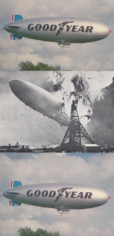 Goodyear Airship LZ129 Hindenburg 3x Postcard s