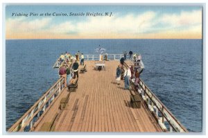 c1940 Fishing Pier Casino Bench Seaside Heights New Jersey NJ Vintage Postcard