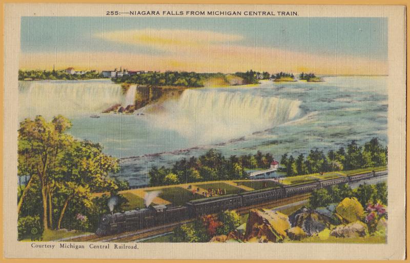 Niagara Falls from Michigan Central Train, Courtesy Card Michigan Central RR