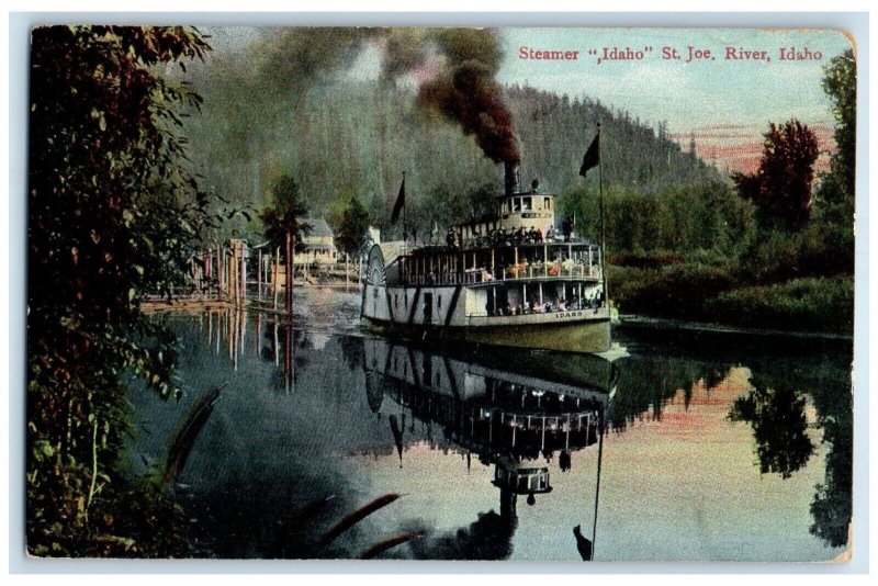1909 Paddle Steamer Cruise Ship Idaho St Joe River Idaho Posted Vintage Postcard