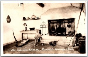 Old Spanish Kitchen Ramona Marriage Place San Diego CA Real Photo RPPC Postcard