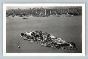 San Francisco, CA-California, Aerial View of Alcatraz Island, Chrome Postcard