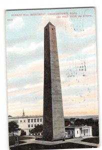 Charlestown Massachusetts MA Postcard 1909 Bunker Hill Monument
