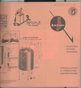 1971 Jackson Electric Water Heaters Installation & Operating Instructions A91