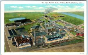 OTTUMWA, Iowa  IA    Birdseye JOHN MORRELL PACKING PLANT  ca 1940s   Postcard