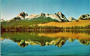 Sawtooth Mountains Little Redfish Lake Idaho ID UNP Sierra Club Chrome Postcard