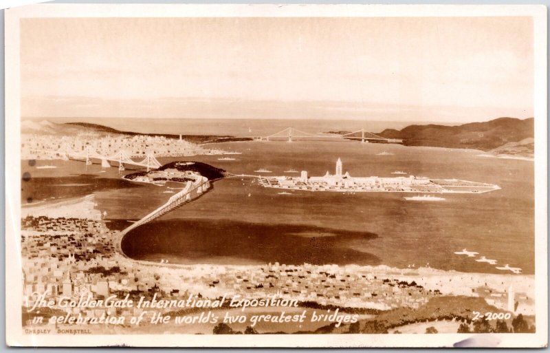 Golden Gate International Exposition California Aerial View RPPC Photo Postcard