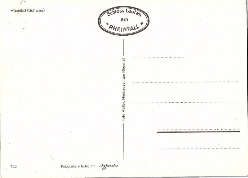 Rheinfall Switzerland's Largest Waterfall 1960s Continental Postcard
