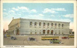 Memphis Tennessee TN Auditorium Trolleys Classic Cars Vintage Postcard