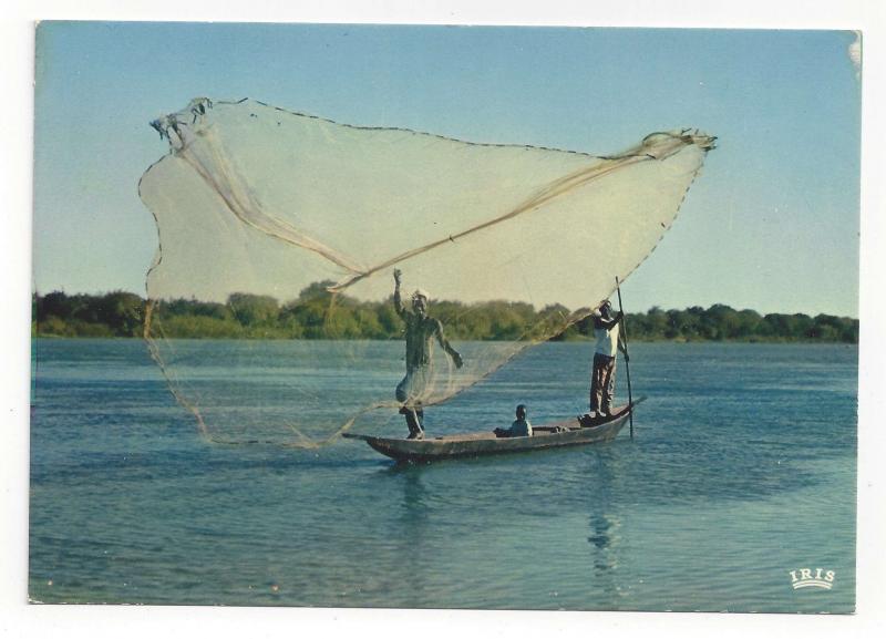 Africa Fishing Scene Fishermen with Net IRIS Africa in Color Vtg Postcard 4X6