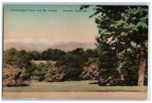 c1910 Washington Park Mt. Evans Denver Colorado CO Handcolored Postcard