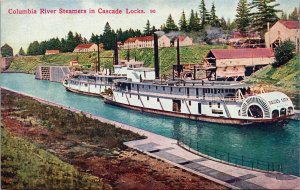 Columbia River Steamers Cascade Locks Postcard VTG UNP Vintage Unused 