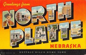 North Platte Nebraska Large Letter Linen Antique Postcard K86228