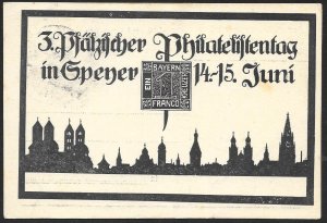 BAVARIA Stamps on Postcard City Silhouette Used c1924