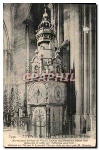 Old Postcard Lyon Interior of the Cathedral of St. John Wonderful Clock Nicol...